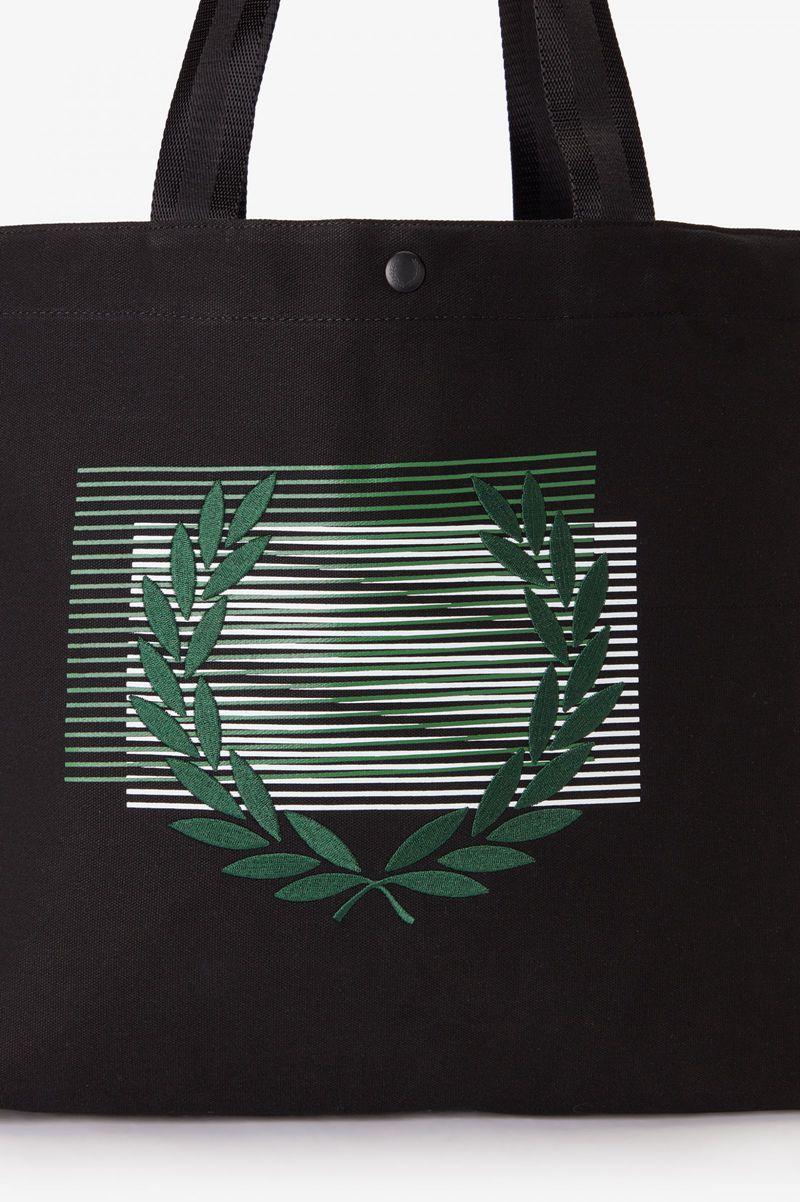 Black Fred Perry Glitch Graphic Tote Men's Bags | PH 1042FDNM